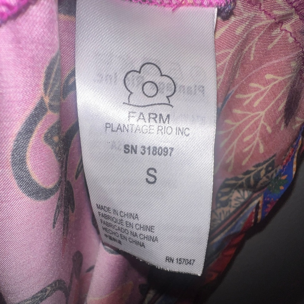 {FARM Rio Floral Pink Tropical Print Midi Shirt Dress Tapestry Size Small} - Picture 10 of 13